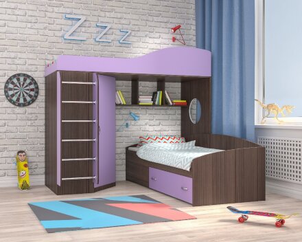 Уголок школьника Кадет-2 с металлической лестницей Бодего + ирис 